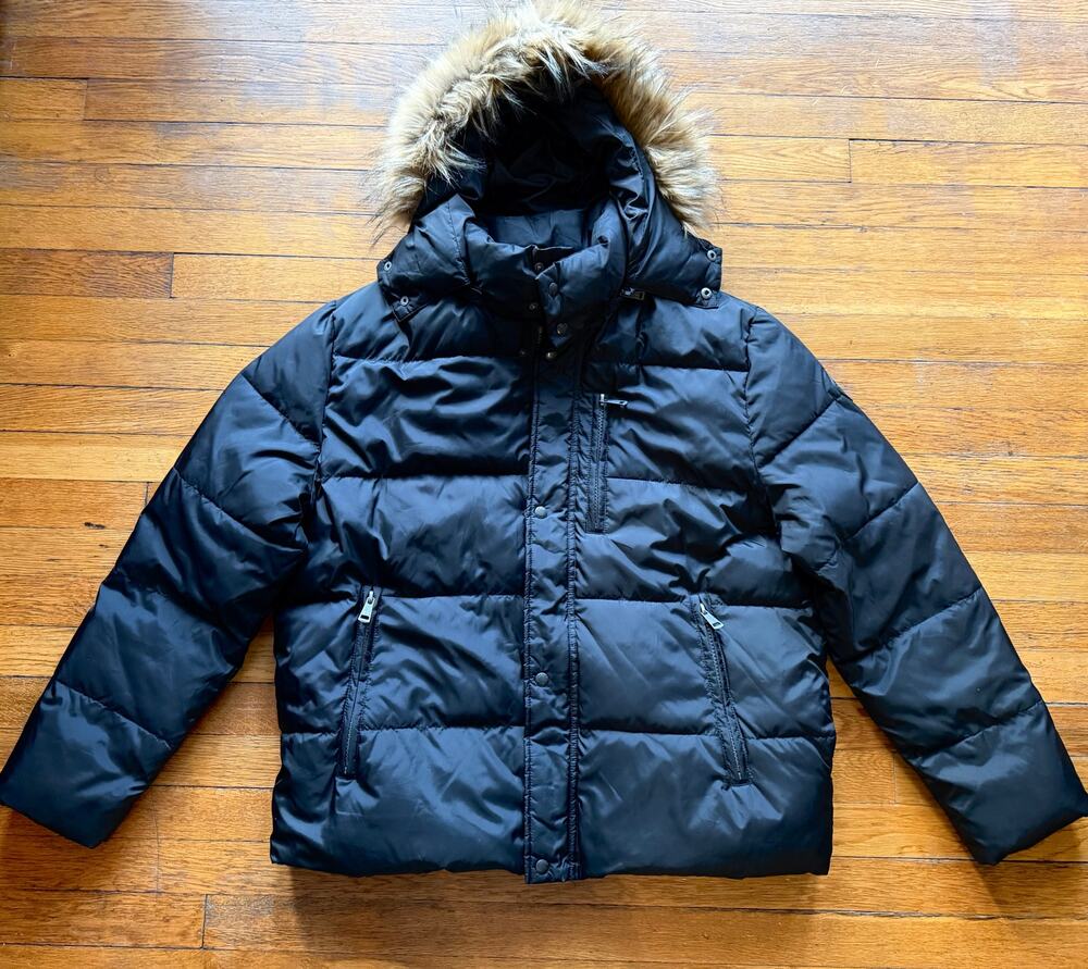 COLE HAAN Signature Puffer Jacket w/Faux Fur Trim Mens sz XL